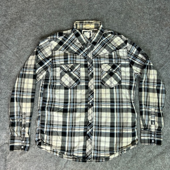 Buckle Other - BKE Mens Shirt Extra Large White Black Pearl Snap Long Sleeve Casual Western ^